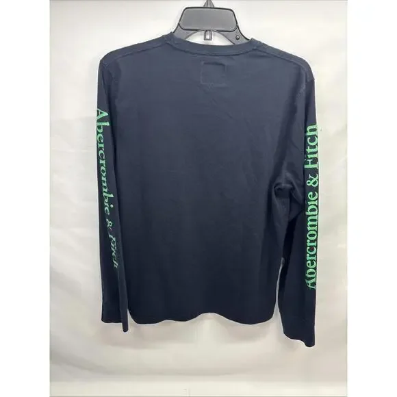 Abercrombie & Fitch Men's Medium, Black LS Shirt with Green Logos - Picture 6 of 6
